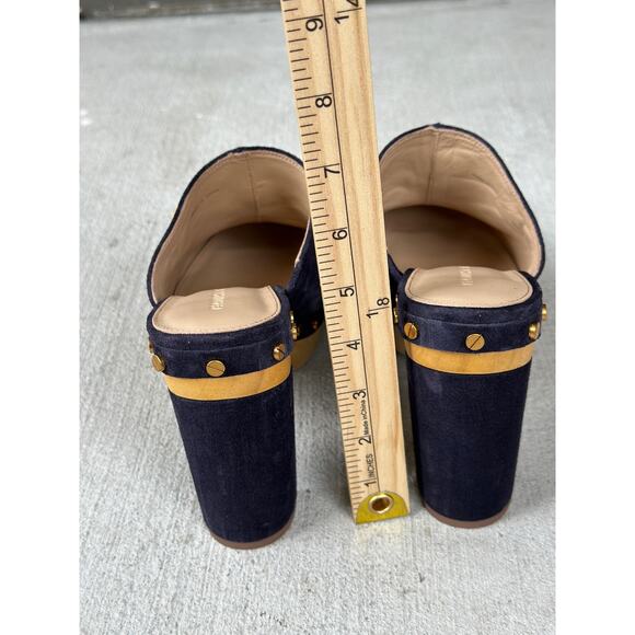 NWOT Veronica Beard Women’s 8.5M Giles Clogs Navy Suede Leather Platform Mules - Picture 8 of 11